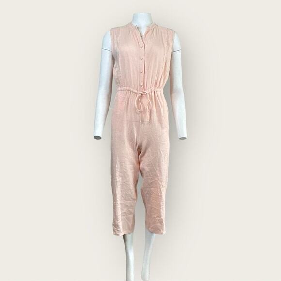 NWT | Krisa | Sleeveless Crop Linen Jumpsuit | Light Pink | Small - Picture 1 of 13